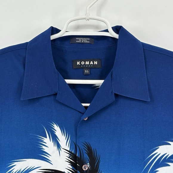 Koman Sport Hawaiian Shirt Mens XL Classic Beach Car Floral Corvette Vintage - Picture 2 of 9